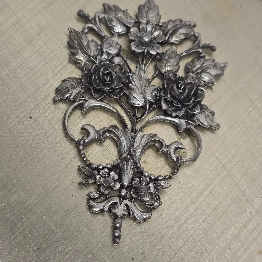 Matson Fifth Avenue Ormolu Metal Hand Mirror & Brush Hollywood Regency Vintage